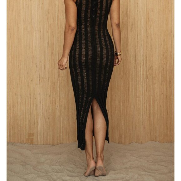 Black Take It Away Crochet Maxi Dress XS - Picture 4 of 7